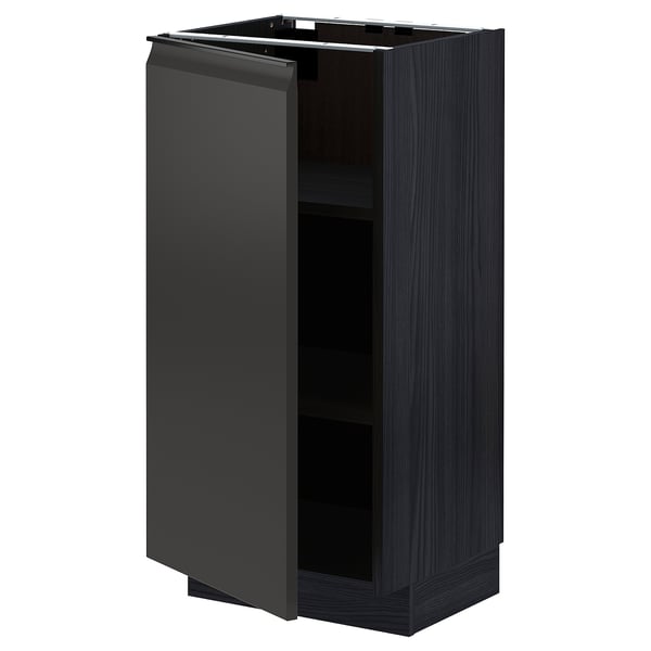 METOD - Base cabinet with shelves, black/Upplöv matt anthracite , 40x37 cm