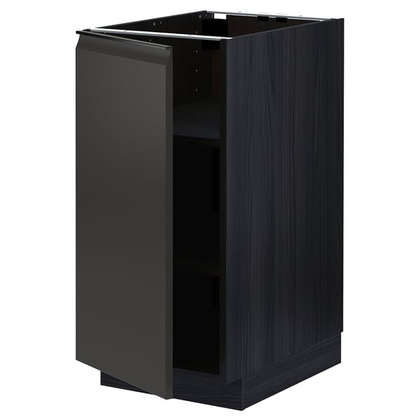 METOD - METOD Base cabinet with shelves, black/Upplöv matt anthracite, 40x60 cm