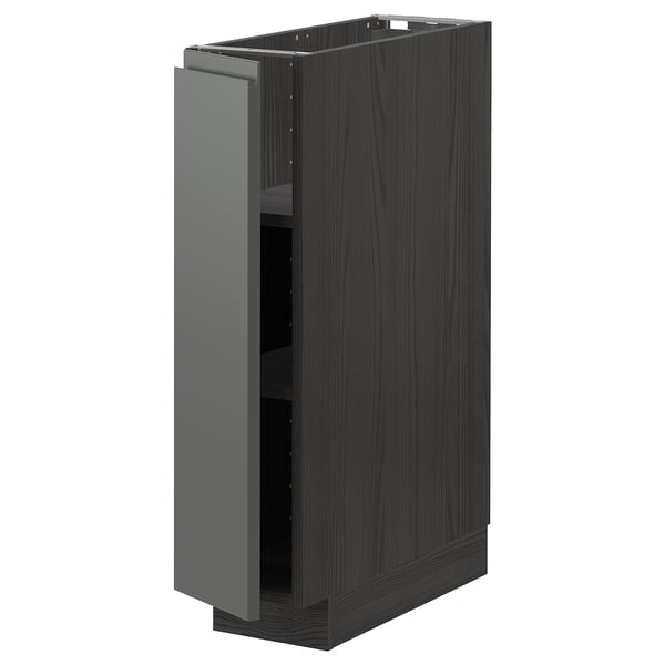 METOD - METOD Base cabinet with shelves, black/Voxtorp dark grey, 20x60 cm