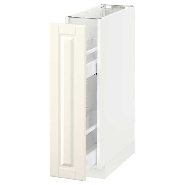 METOD base cabinet/pull-out int fittings, white/Bodbyn off-white, 20x60 cm