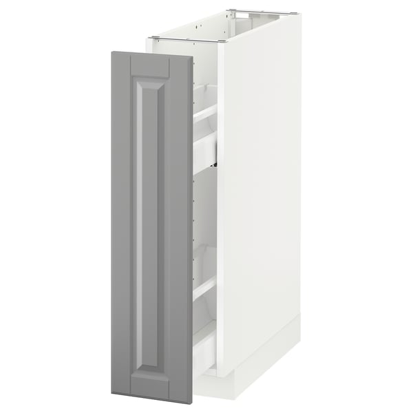 METOD - METOD Base cabinet/pull-out int fittings, white/Bodbyn grey, 20x60 cm