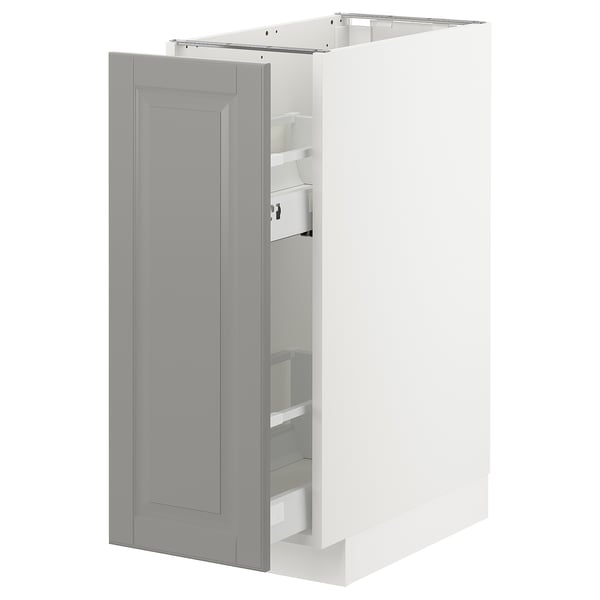 METOD - METOD Base cabinet/pull-out int fittings, white/Bodbyn grey, 30x60 cm