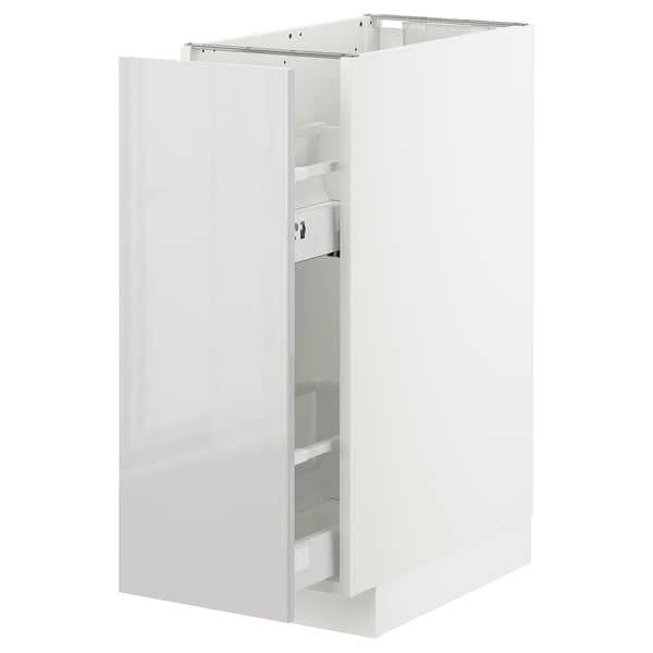 METOD - METOD Base cabinet/pull-out int fittings, white/Ringhult light grey, 30x60 cm