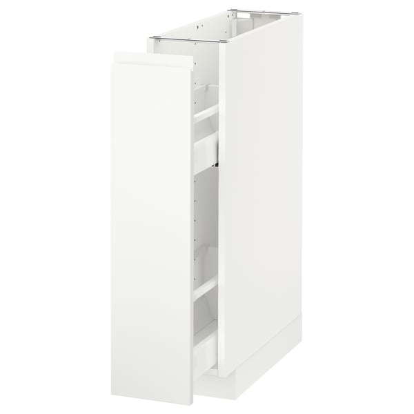 METOD base cabinet/pull-out int fittings, white/Voxtorp matt white, 20x60 cm