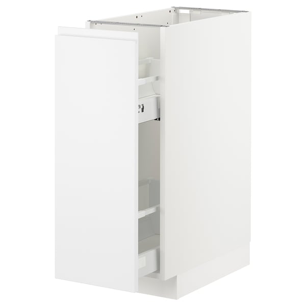 METOD base cabinet/pull-out int fittings, white/Voxtorp matt white, 30x60 cm