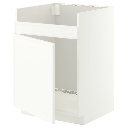METOD base cab f HAVSEN single bowl sink, white/Aspudden matt white, 60x60 cm