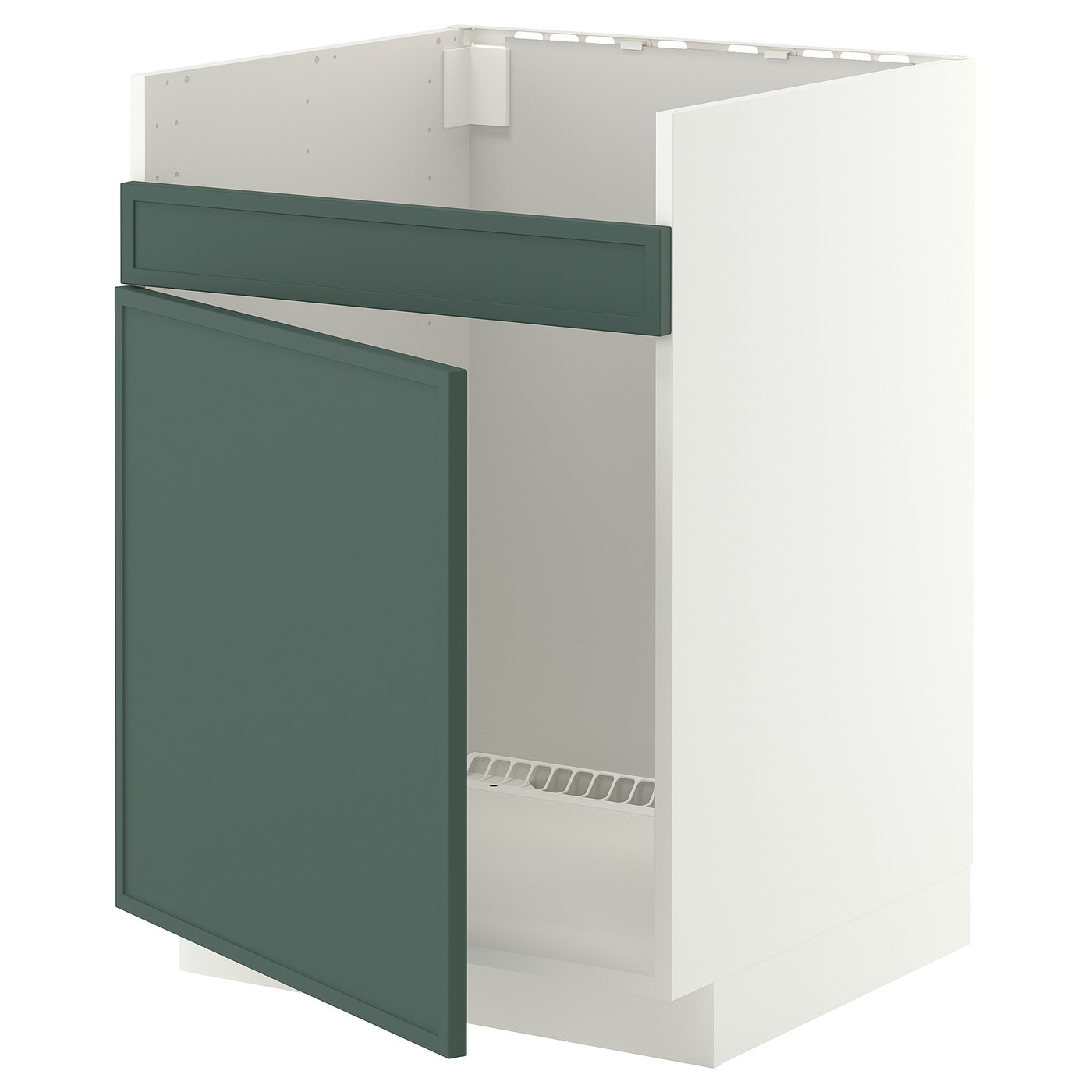 METOD base cab f HAVSEN single bowl sink, white/Aspudden dark grey-green, 60x60 cm