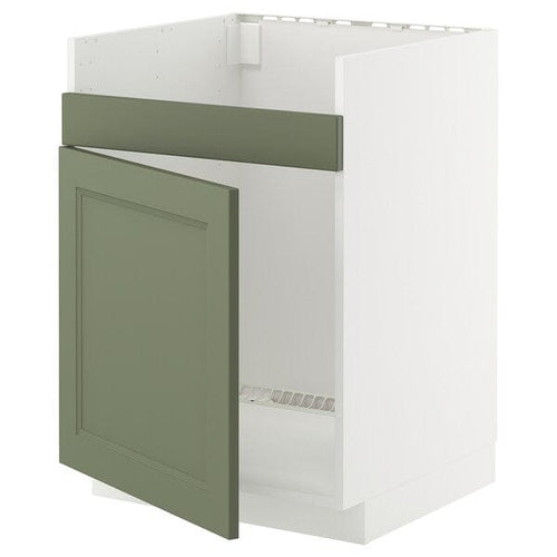 METOD - METOD Base cab f HAVSEN single bowl sink, white/Axstad grey-green, 60x60 cm