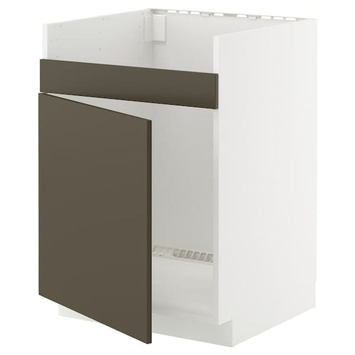 METOD - METOD Base cab f HAVSEN single bowl sink, white/Havstorp brown-beige, 60x60 cm