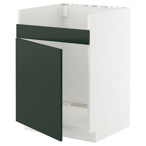 METOD - METOD Base cab f HAVSEN single bowl sink, white/Havstorp deep green, 60x60 cm