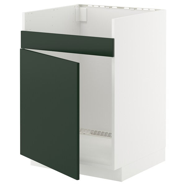 METOD - Base cab f HAVSEN single bowl sink, white/Havstorp deep green, 60x60 cm