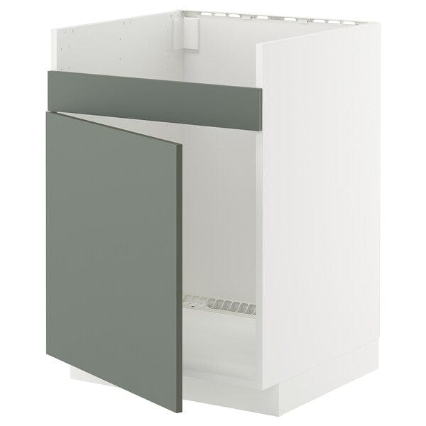 Ikea METOD - Base cab f HAVSEN single bowl sink, white/Nickebo matt grey-green, 60x60 cm