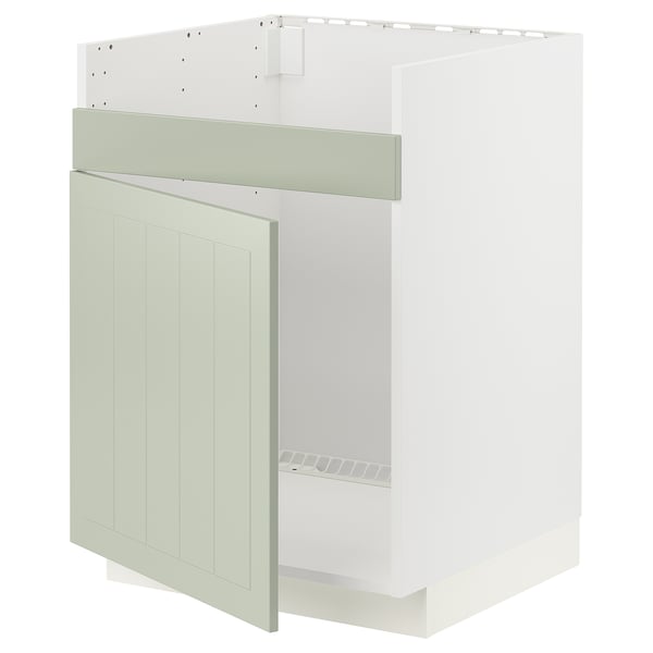METOD base cab f HAVSEN single bowl sink, white/Stensund light green, 60x60 cm