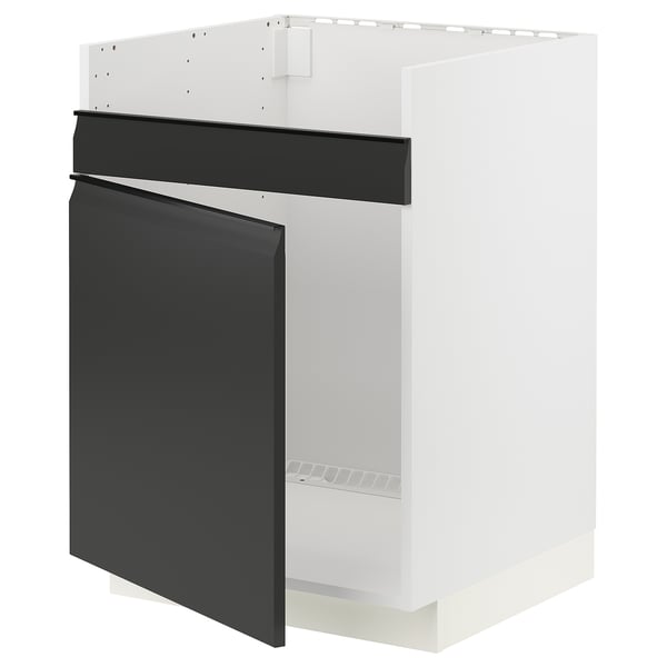 METOD base cab f HAVSEN single bowl sink, white/Upplöv matt anthracite, 60x60 cm