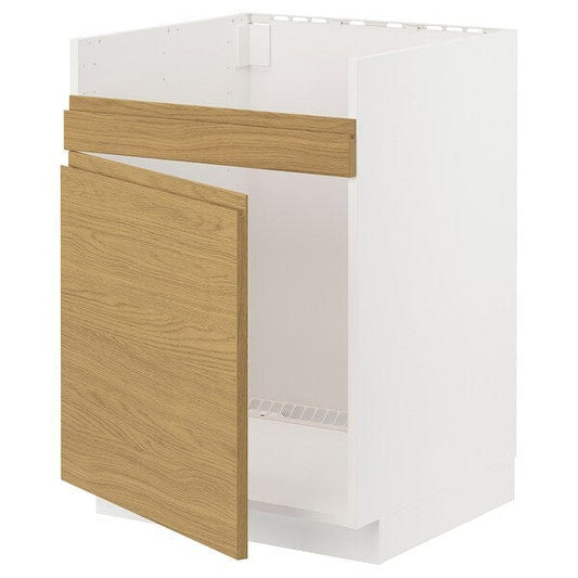 Ikea METOD - Base cab f HAVSEN single bowl sink, white/Voxtorp oak effect, 60x60 cm