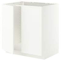 METOD base cabinet for sink + 2 doors, white/Aspudden matt white, 80x60 cm