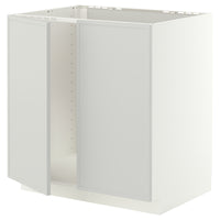 METOD base cabinet for sink + 2 doors, white/Aspudden light grey, 80x60 cm