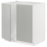 METOD base cabinet for sink + 2 doors, white/Havstorp light grey, 80x60 cm