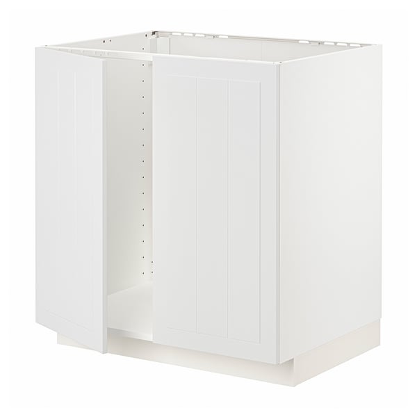 METOD - METOD Base cabinet for sink + 2 doors, white/Stensund white, 80x60 cm