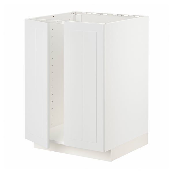 METOD base cabinet for sink + 2 doors, white/Stensund white, 60x60 cm