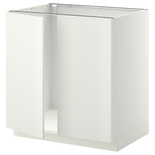 Ikea METOD - Base cabinet for sink + 2 doors, white/Veddinge white, 80x60 cm