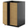 METOD - METOD Base cabinet for sink + 2 doors, black-grey/Voxtorp oak effect, 60x60 cm