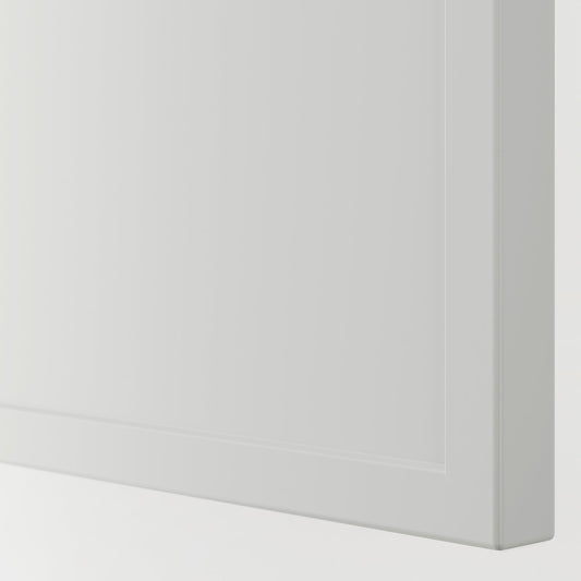 METOD base cab f HAVSEN double bowl sink, white/Aspudden light grey, 80x60 cm