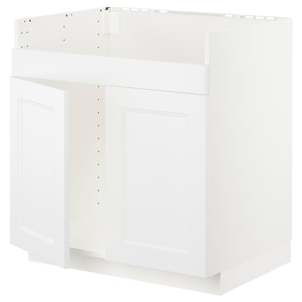 METOD base cab f HAVSEN double bowl sink, white/Axstad matt white, 80x60 cm