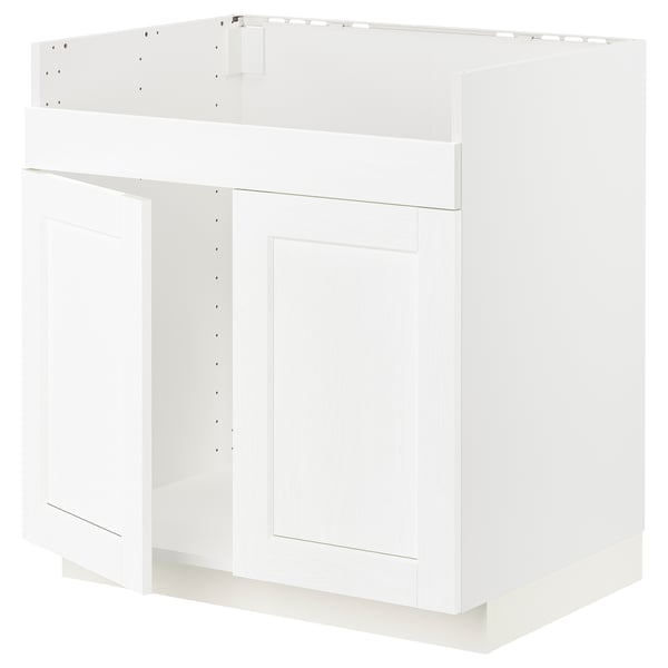 METOD base cab f HAVSEN double bowl sink, white Enköping/white wood effect, 80x60 cm