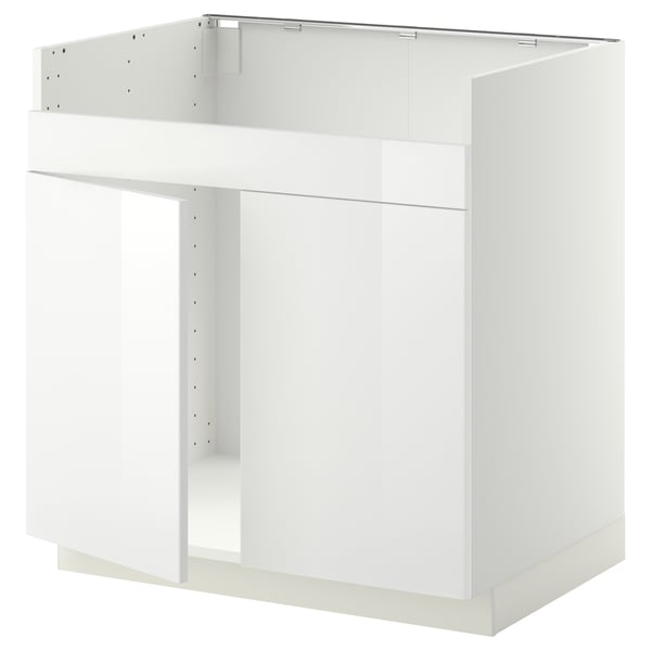 METOD base cab f HAVSEN double bowl sink, white/Ringhult white, 80x60 cm