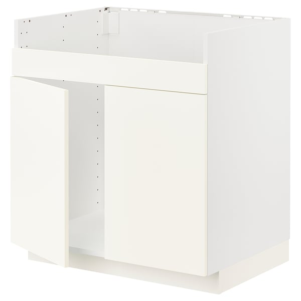 METOD base cab f HAVSEN double bowl sink, white/Vallstena white, 80x60 cm