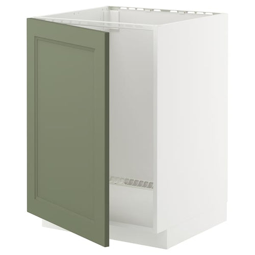 METOD - METOD Base cabinet for sink, white/Axstad grey-green, 60x60 cm