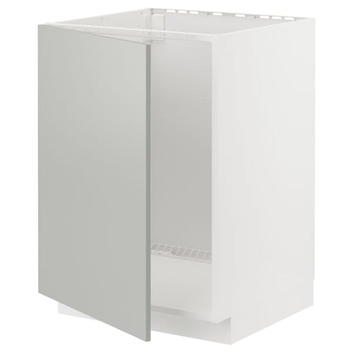 METOD - METOD Base cabinet for sink, white/Havstorp light grey, 60x60 cm
