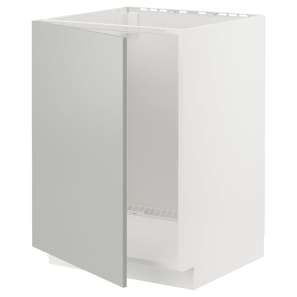 METOD base cabinet for sink, white/Havstorp light grey, 60x60 cm