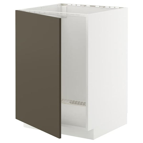 METOD - METOD Base cabinet for sink, white/Havstorp brown-beige, 60x60 cm