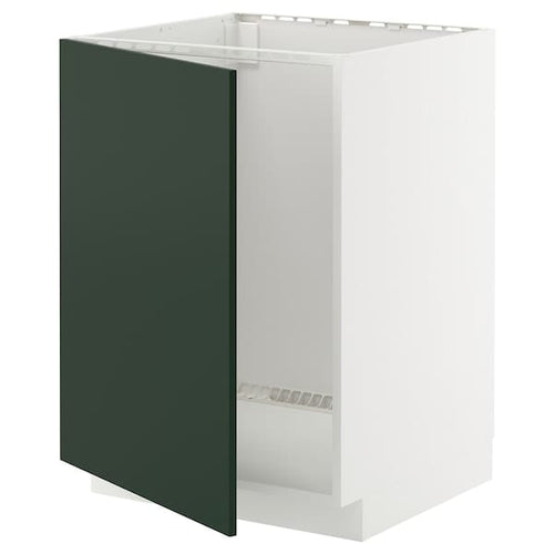 METOD - METOD Base cabinet for sink, white/Havstorp deep green, 60x60 cm