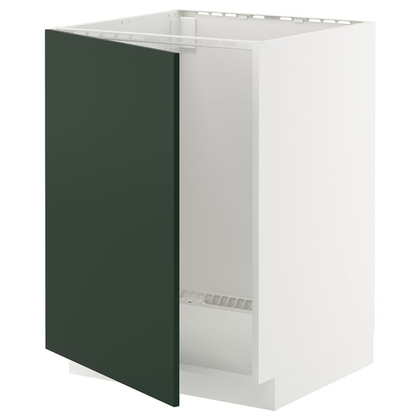 METOD - METOD Base cabinet for sink, white/Havstorp deep green, 60x60 cm