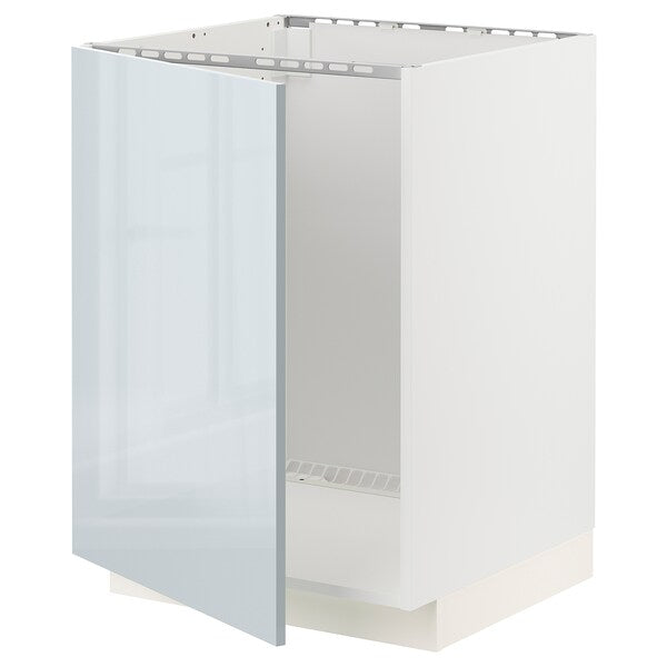 METOD - Base cabinet for sink, white/Kallarp light grey-blue, 60x60 cm