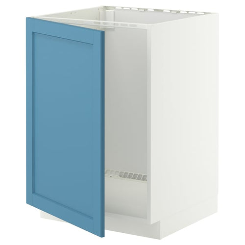 METOD base cabinet for sink, white/Lerhyttan blue, 60x60 cm