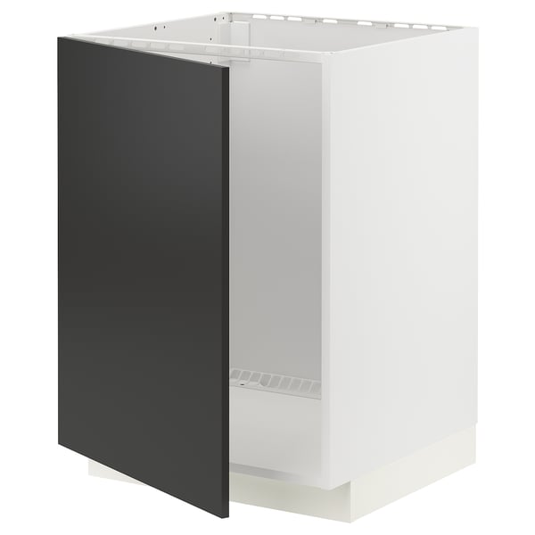 METOD base cabinet for sink, white/Nickebo matt anthracite, 60x60 cm