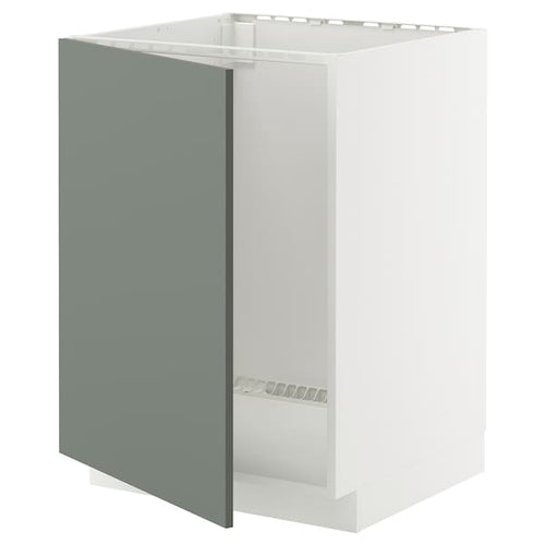 METOD - METOD Base cabinet for sink, white/Nickebo matt grey-green, 60x60 cm