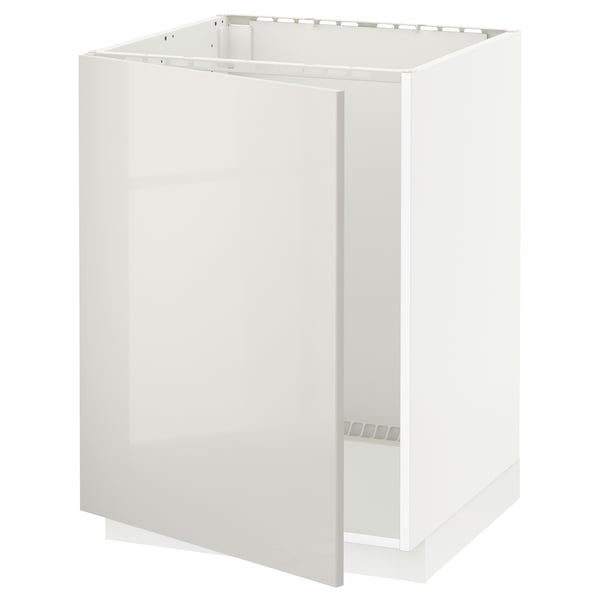 METOD base cabinet for sink, white/Ringhult light grey, 60x60 cm