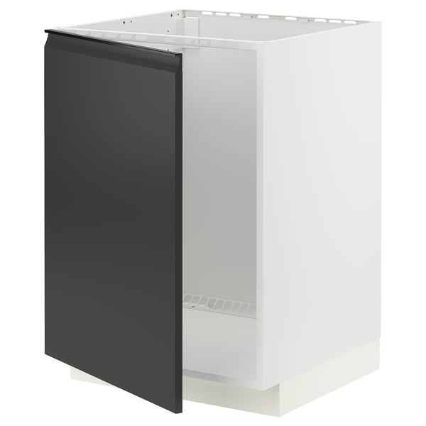 METOD base cabinet for sink, white/Upplöv matt anthracite, 60x60 cm