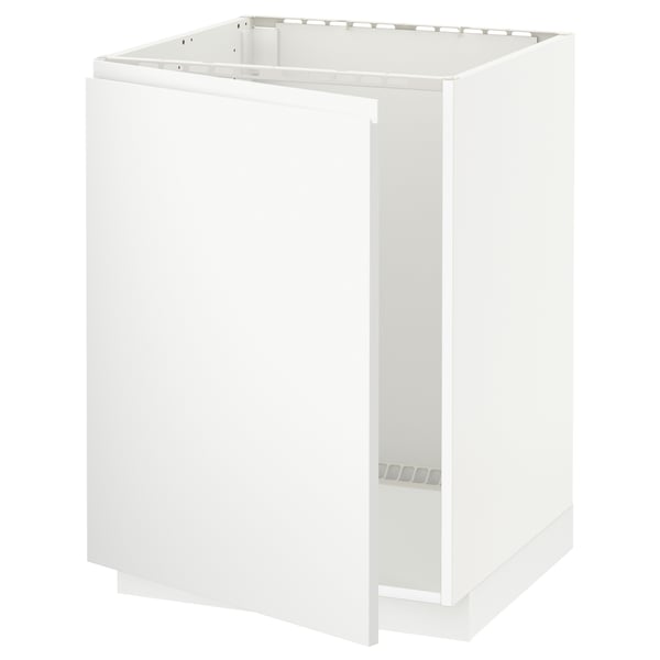 METOD base cabinet for sink, white/Voxtorp matt white, 60x60 cm