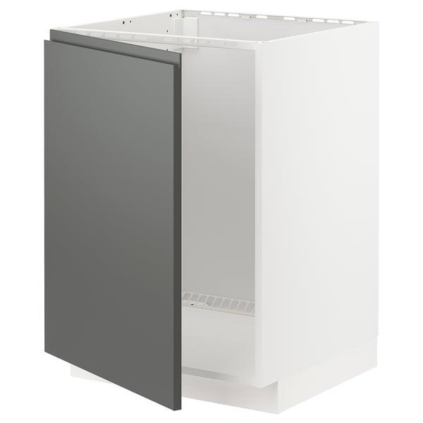 METOD base cabinet for sink, white/Voxtorp dark grey, 60x60 cm