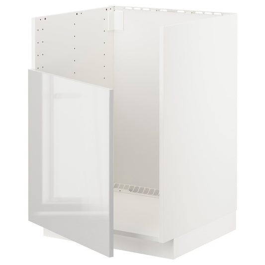 METOD base cabinet f BREDSJÖN sink, white/Ringhult light grey, 60x60 cm