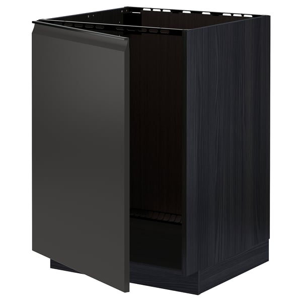 METOD - METOD Base cabinet for sink, black/Upplöv matt anthracite, 60x60 cm