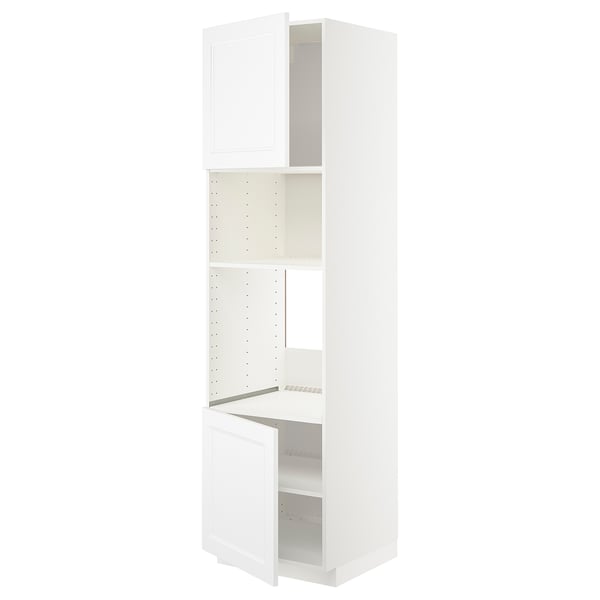 METOD - METOD Hi cb f oven/micro w 2 drs/shelves, white/Axstad matt white, 60x60x220 cm
