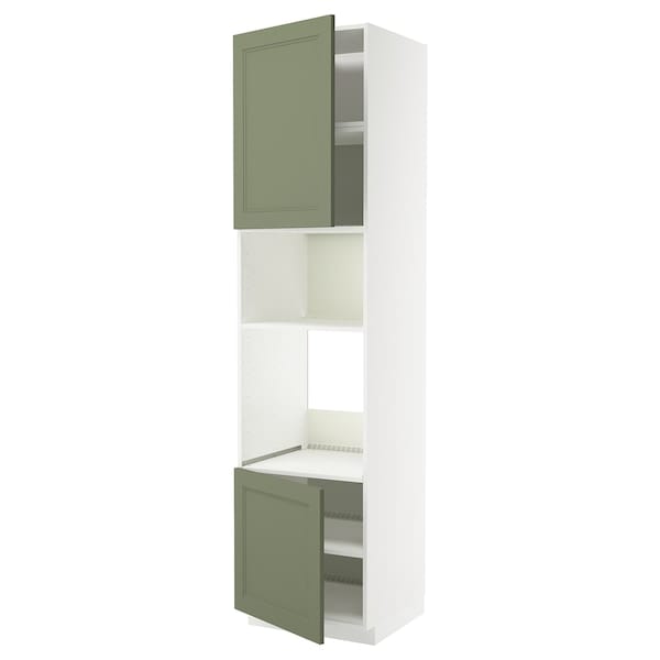 Ikea METOD - Oven/micro cabinet, 2 doors/shelves, white/Axstad gray-green,60x60x240 cm