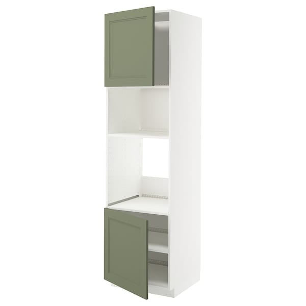 Ikea METOD - Oven/micro cabinet, 2 doors/shelves, white/Axstad gray-green,60x60x220 cm